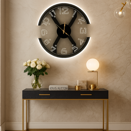 Modern Ambient Light Wall Clock – Stylish LED Decorative Clock for Home & Office