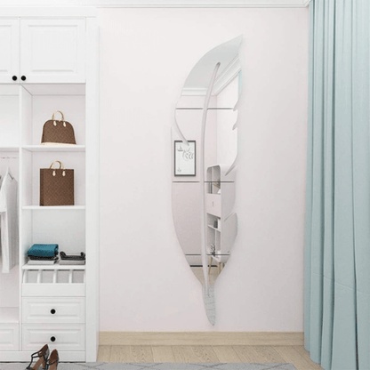 3DAcrylicFeatherMirrorWallStickers_DIYHomeDecor