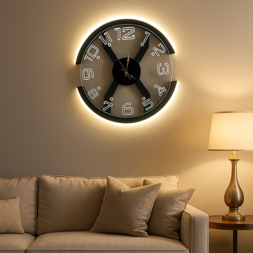 Modern Ambient Light Wall Clock – Stylish LED Decorative Clock for Home & Office